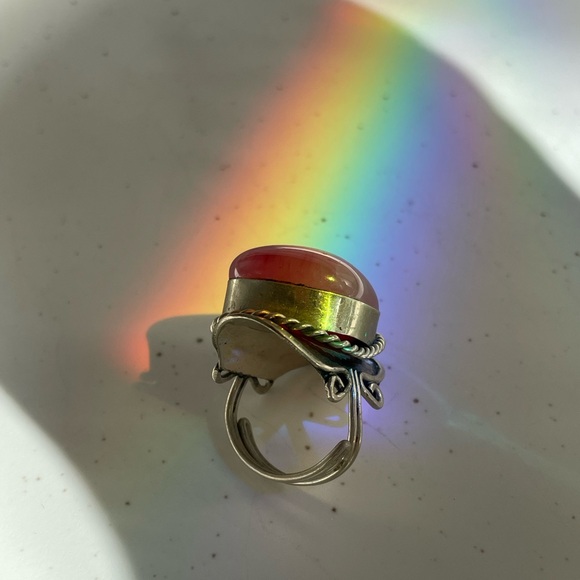 Hot Pink Agate statement ring adjustable from Argentina all size - Picture 8 of 11